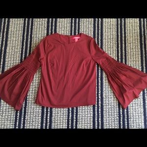 Maroon bell sleeve blouse